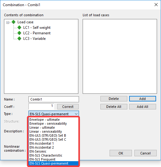 FAQ How to define the type of combination?