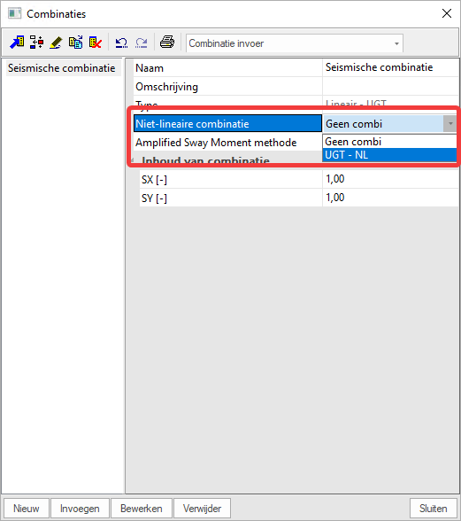 Stel de niet-lineaire combinatie voor de combinatie in