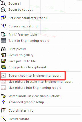 Screenshot from SCIA workspace to Engineering report