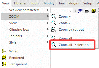 Zoom to selection in SCIA workspace