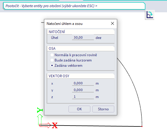 pootoceni osa zadana vektorem