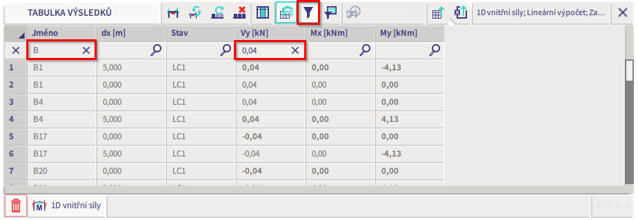 filtr tabulka vysledku