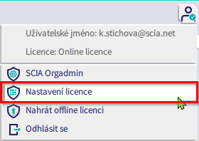 nastaveni licence