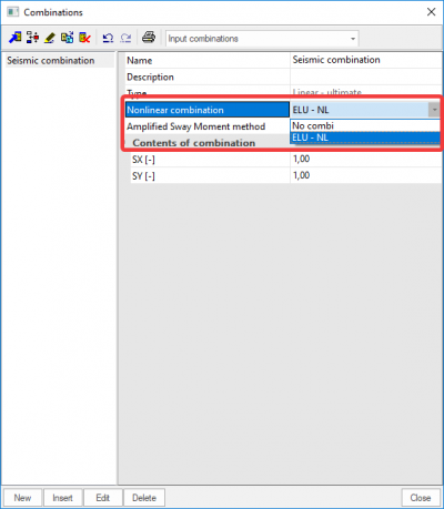 Set nonlinear combination for the combination