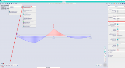 You can open the internal forces for reinforcement design via the main menu or via the concrete workstation