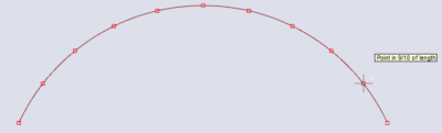 The element is divided in 10 segments by the created snapping points