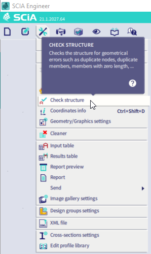 Check structure can be started via tools>check structure