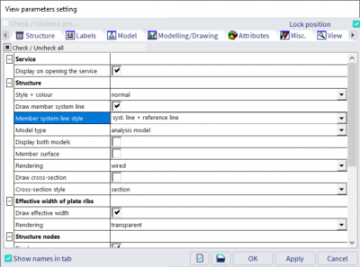 Show the reference line by changing the view parameters