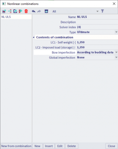 You can set a local imperfacting by referring to the buckling data in the non linear combination.