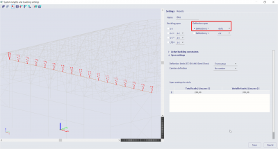 The buckling settings for a cantilever beam