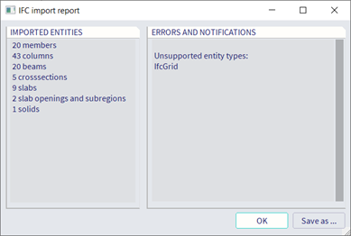 IFC import report