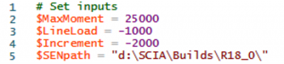 SCIA beam moment iterator inputs