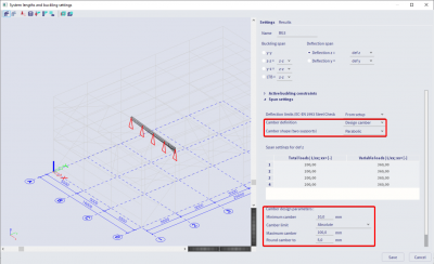 Design the camber based on the deflection limits