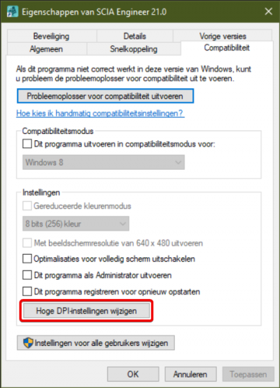 Scia Engineer FAQ - Een 4K scherm instellen - Eigenschappen van SCIA Engineer 21.0