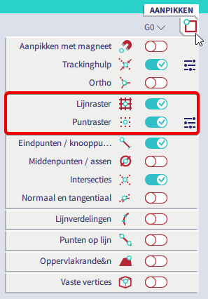 Scia Engineer FAQ - Instellingen voor lijnrasters en puntraster - aanpikinstellingen