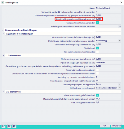 Netinstellingen via hoofdmenu