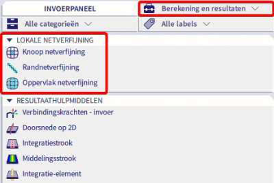 Lokale netverfijning via het invoer paneel