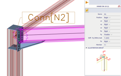 Hinge updated stiffness