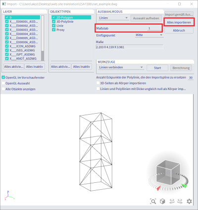 Import DWG DXF Dialog