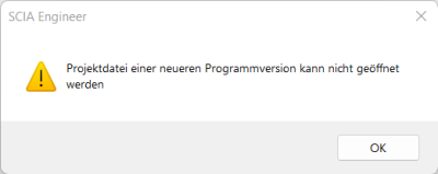 Projektdatei einer neueren Programmversion kann nicht geöffnet werden