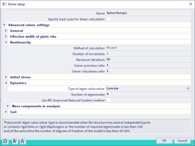 Solver settings