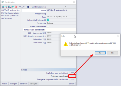 Explodeer de omhullende combinaties in verschillende lineaire combinaties