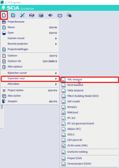 Exporteer naar XML bestand