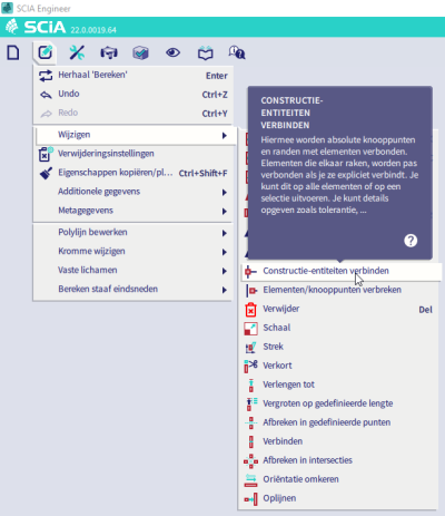 Verbinden van alle elementen in SCIA Engineer