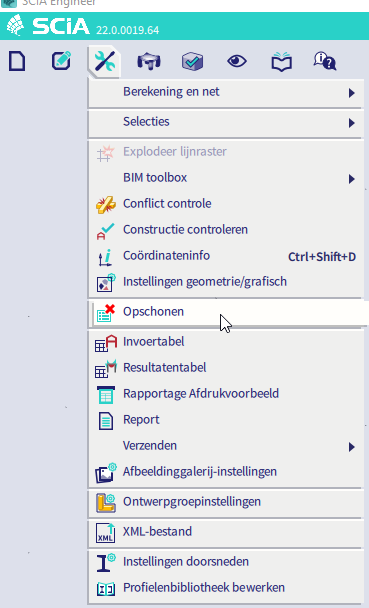 Opschonen van het model kan via tools