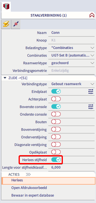 Herlees de stijfheid van een verbinding