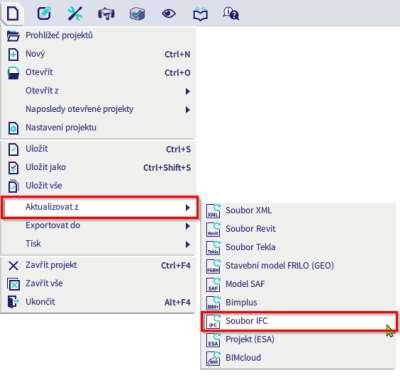 aktualizovat z IFC