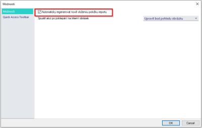 automaticka regenerace polozky report