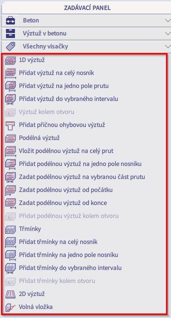 uživatelská zadaná výztuž