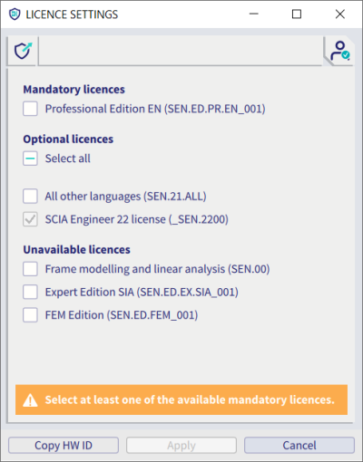 SCIA Engineer Protection Warning