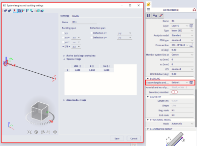 System lengths and buckling settings