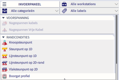 boorgatprofiel terug te vinden in het invoerpaneel