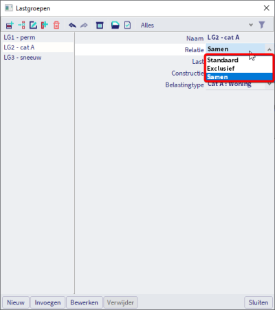 De relatie kan ingesteld worden in de lastgroepen.