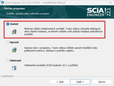 Změnit-instalaci