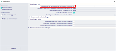 Gemiddeld aantal 1D-netelementen worden ingesteld in de solver instellingen
