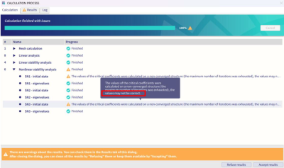 Calculation process dialog