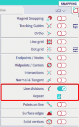 Line divisions create snapping points which divide the element evenly