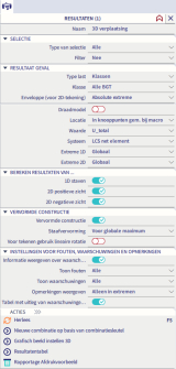 Resultatenmenu van de 3D vervormingen