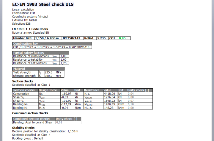 steel summary output