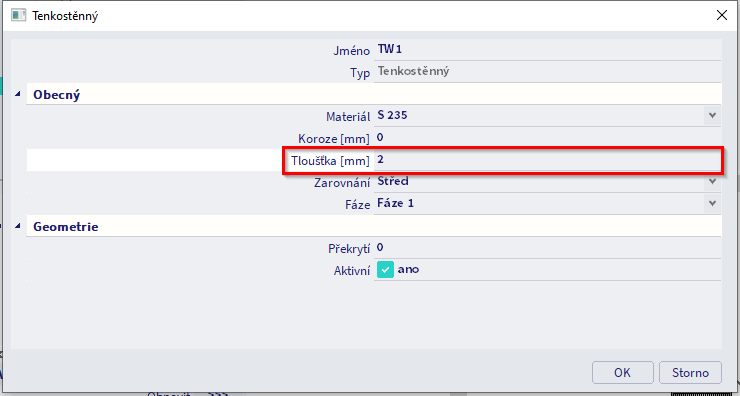 tenkostenny prurez tloustka